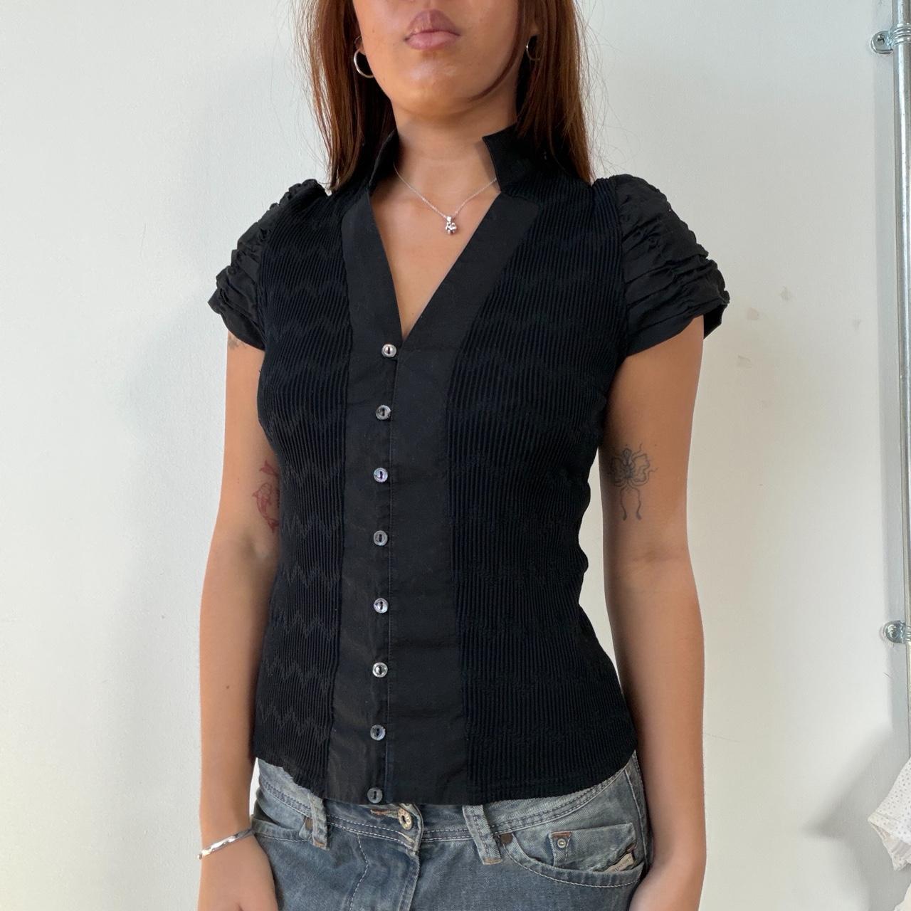 Vintage Black High Collar Top