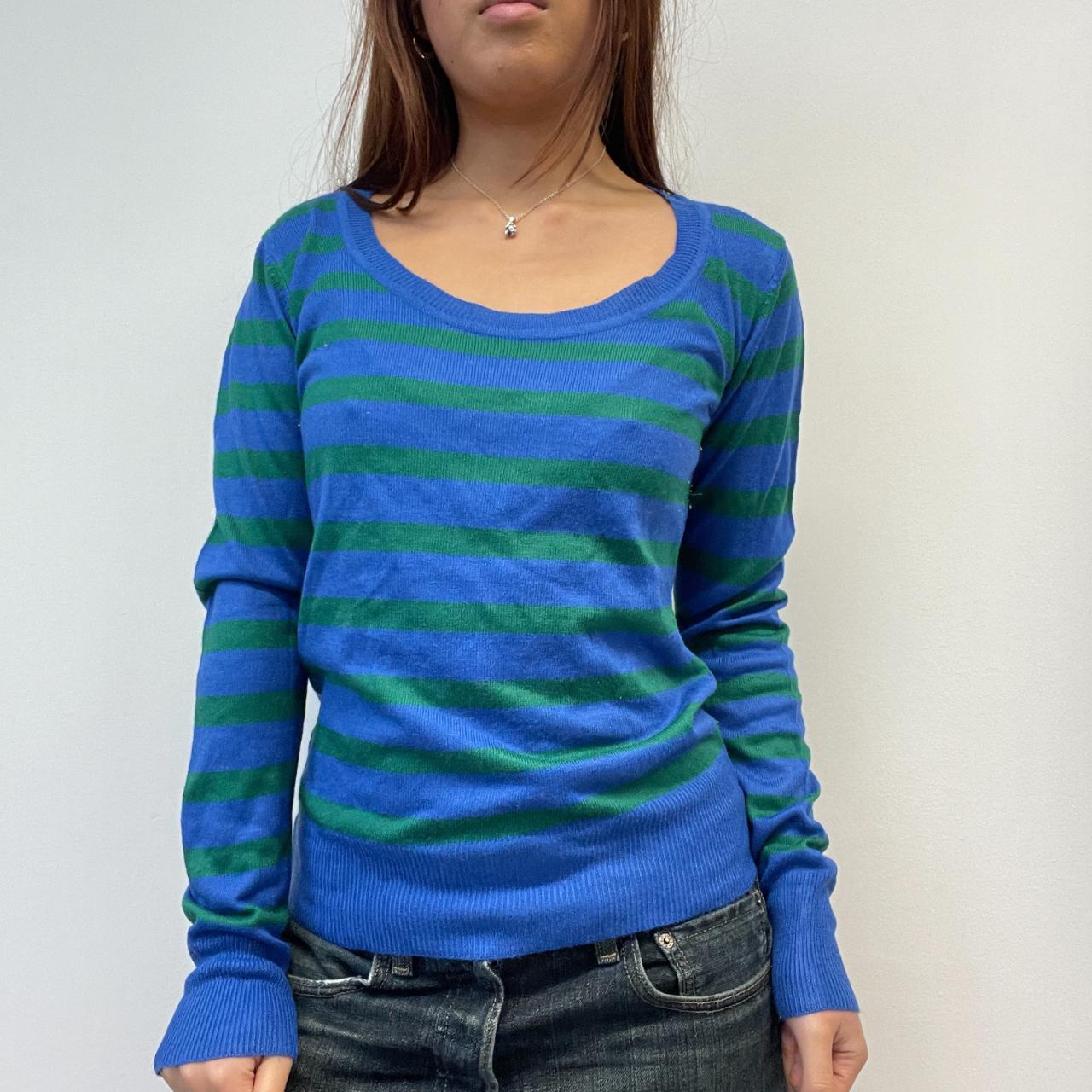 Blue/Green Stripy Knitted Long Sleeve