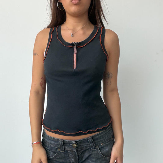 Vintage Black and Orange Cop Copine Top