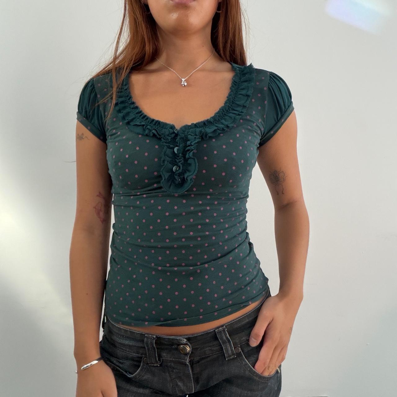 Vintage Green Polka Dot Top