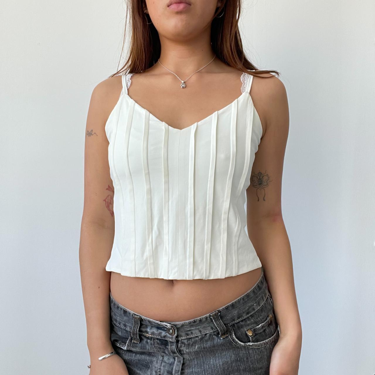 Cream Ribbed Detailed Cami Top