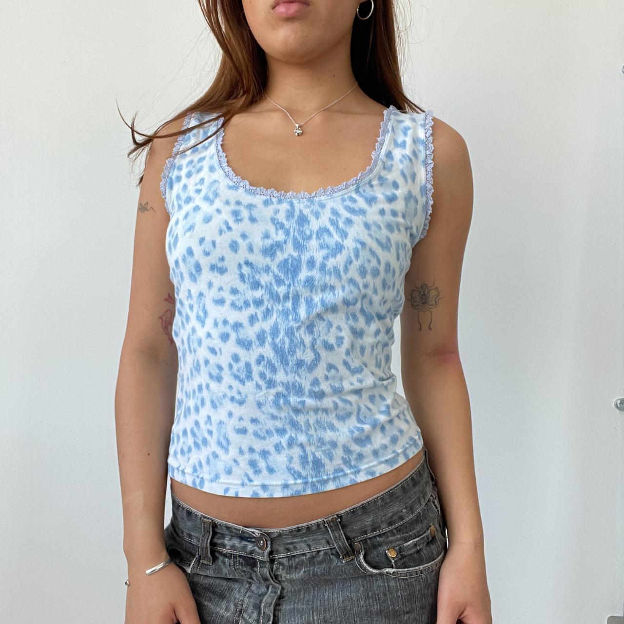 Baby Blue Moschino Leopard Print Top