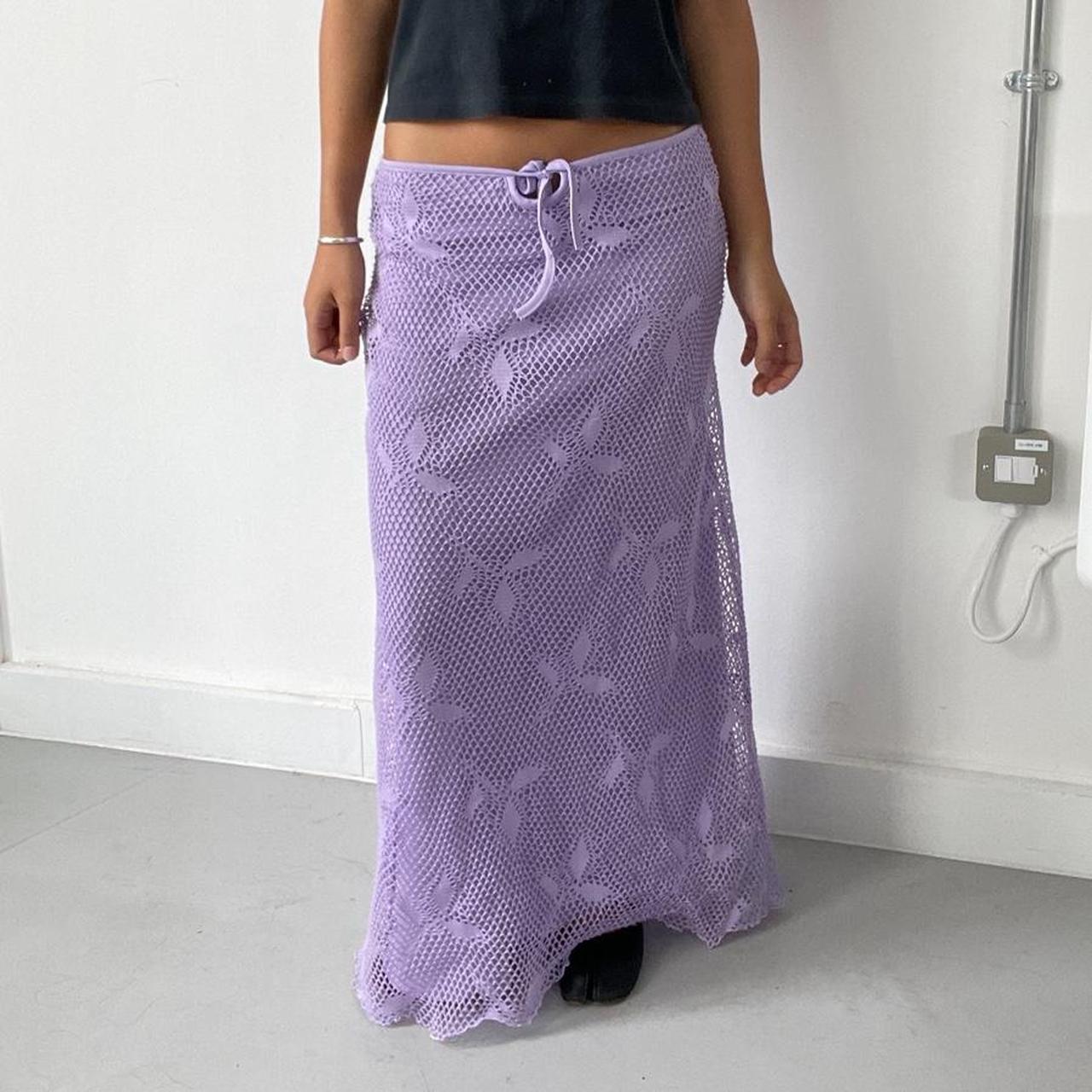 Vintage Crochet purple maxi skirt