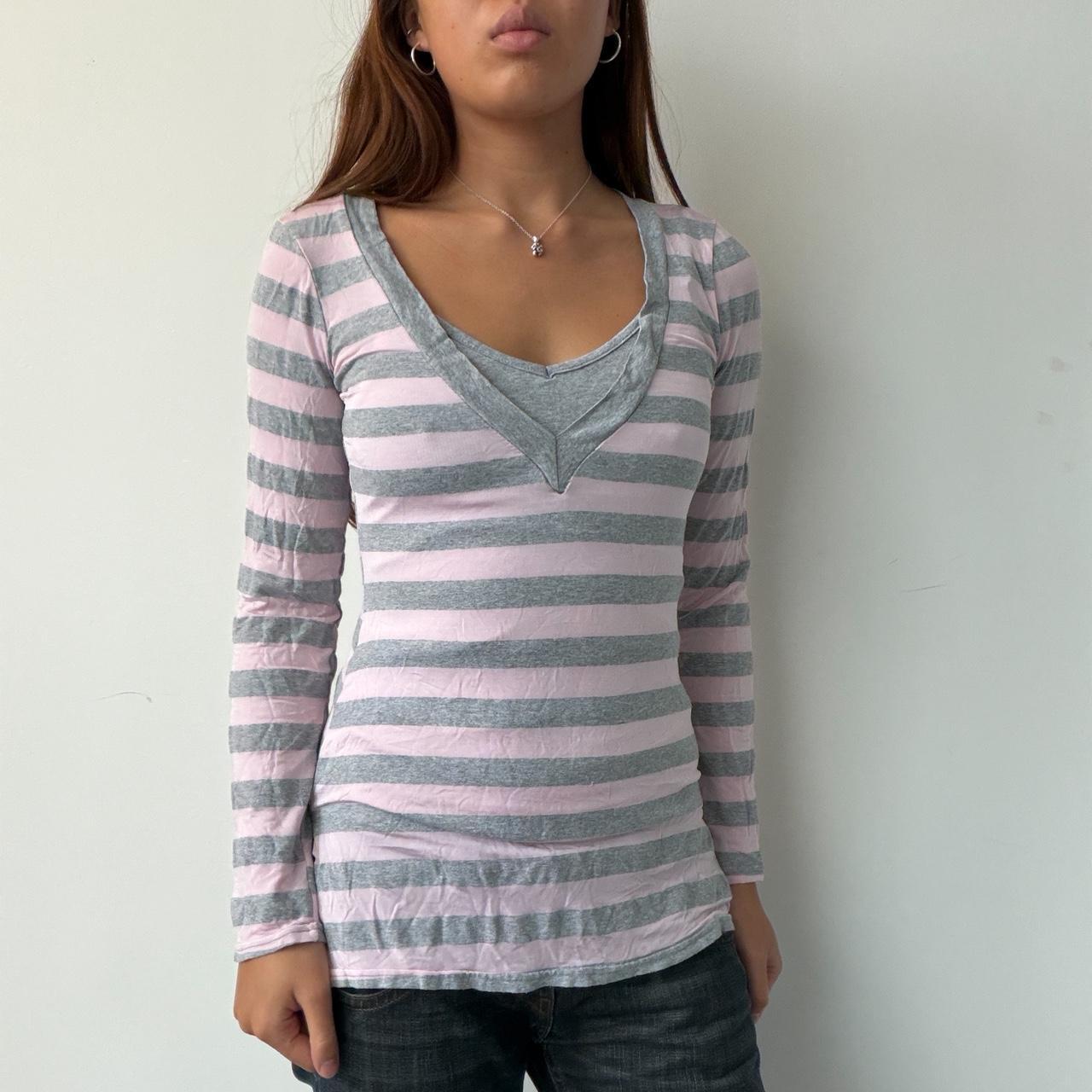 Vintage Baby Pink Stripe Zip up