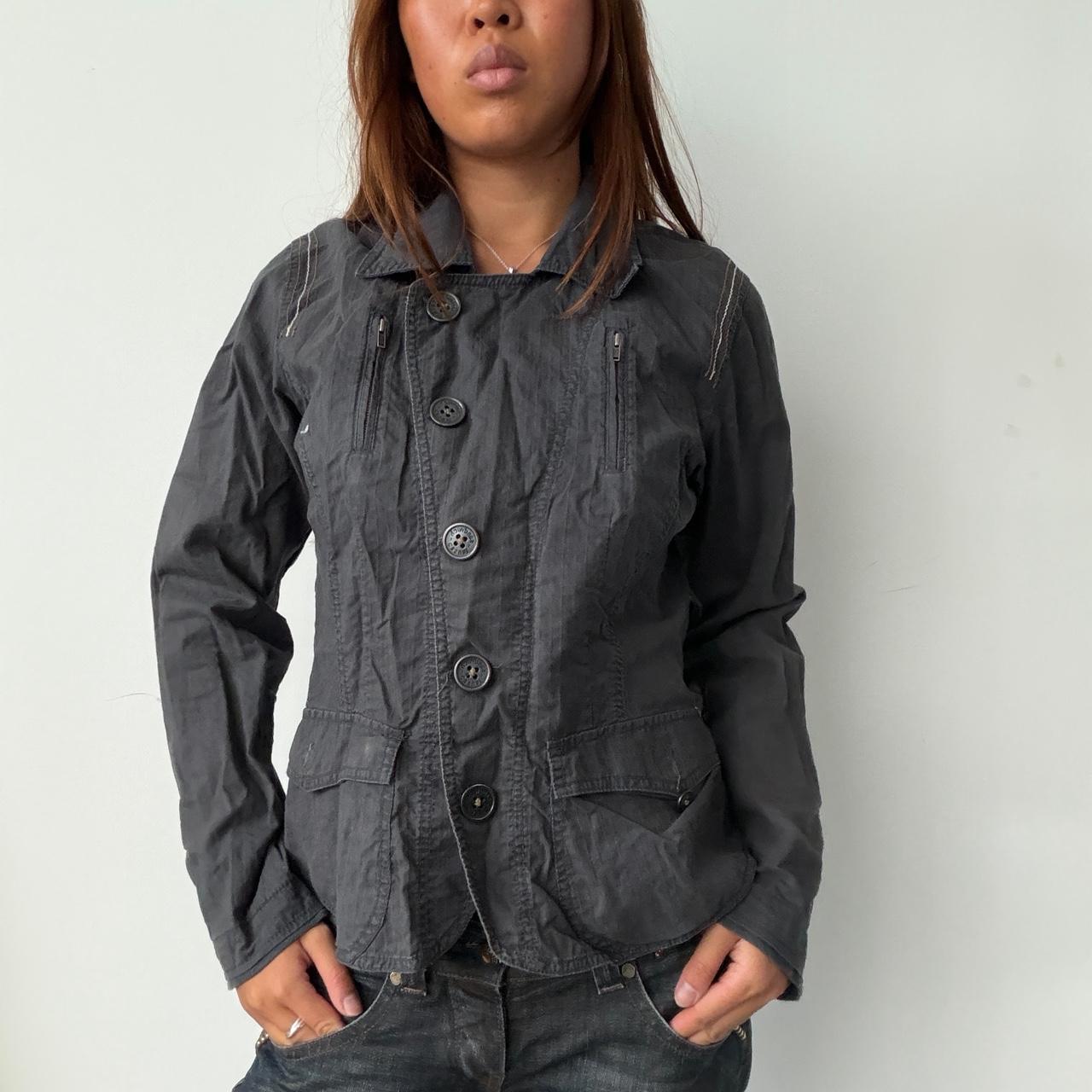 Vintage Black Button Up Utility Jacket