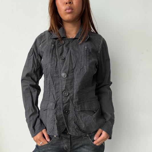 Vintage Black Button Up Utility Jacket