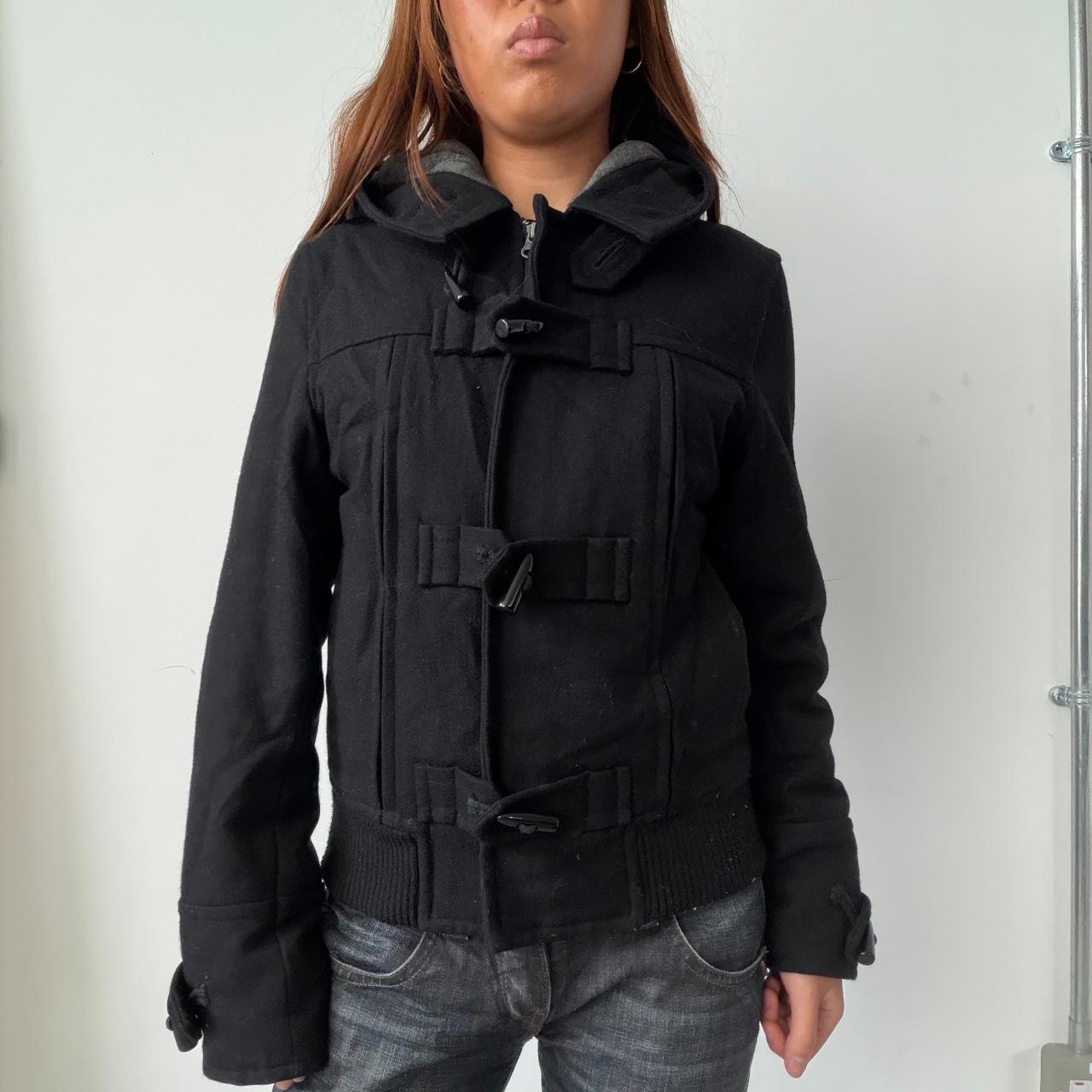 Vintage Black Wool Hooded Jacket