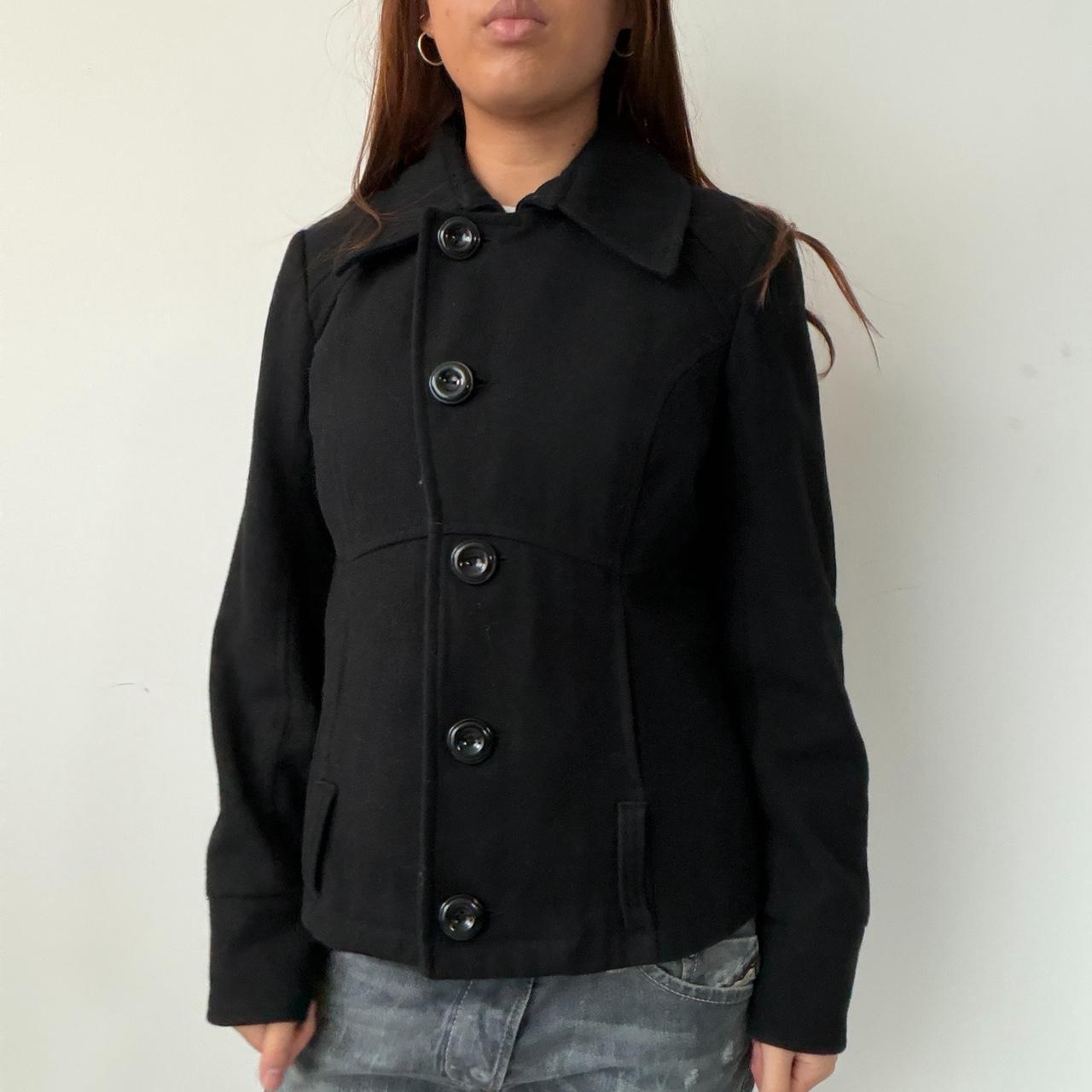 Vintage Black Wool Button Up Jacket