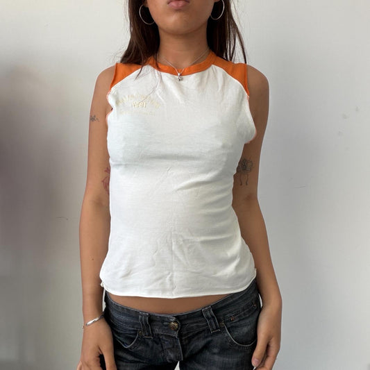 Vintage Orange and White Top