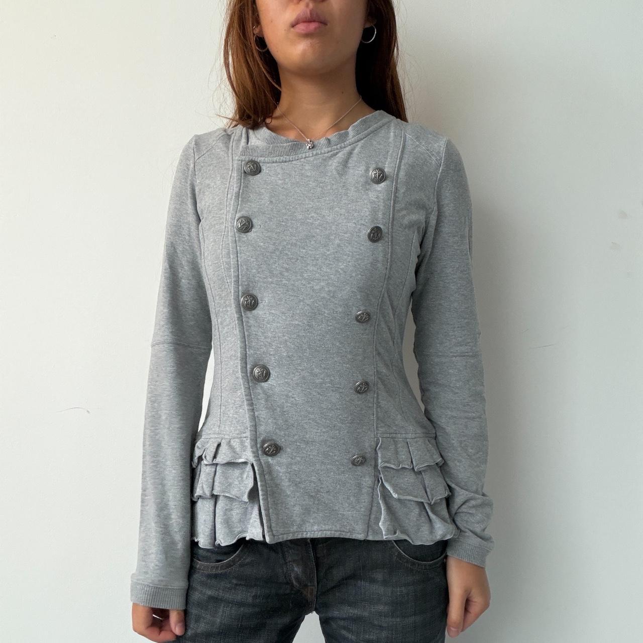 Vintage Grey Double Breasted Jumper