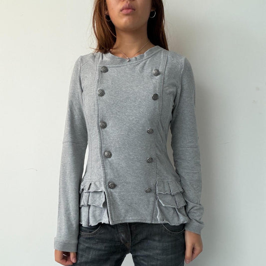 Vintage Grey Double Breasted Jumper