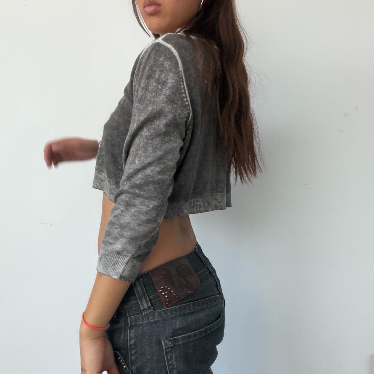 Vintage Grey Cropped V-Neck