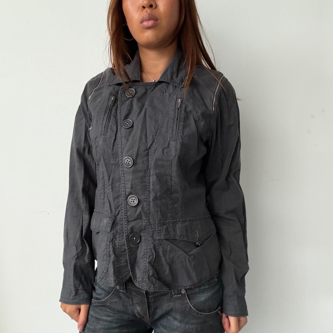 Vintage Black Button Up Utility Jacket