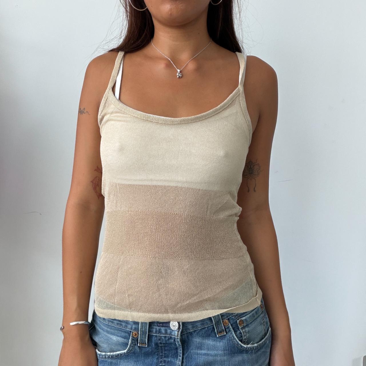 Vintage Beige Sheer Top