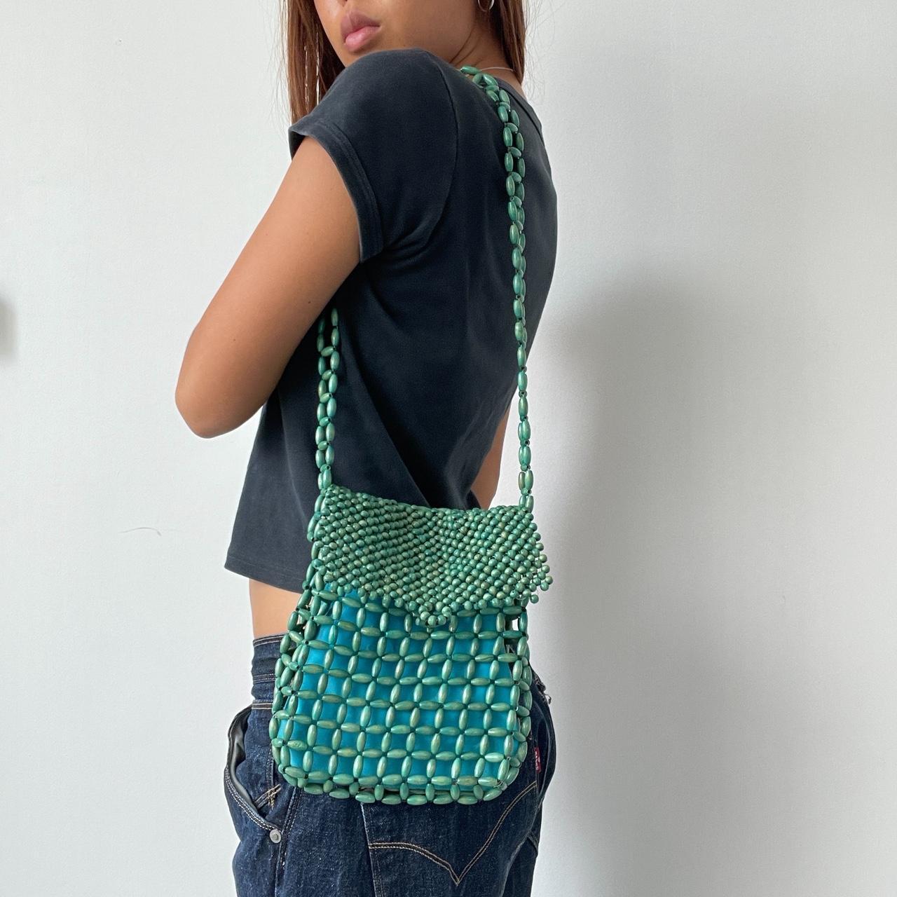Vintage Green Beaded Shoulder Bag