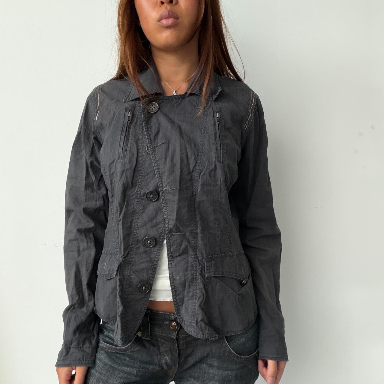 Vintage Black Button Up Utility Jacket