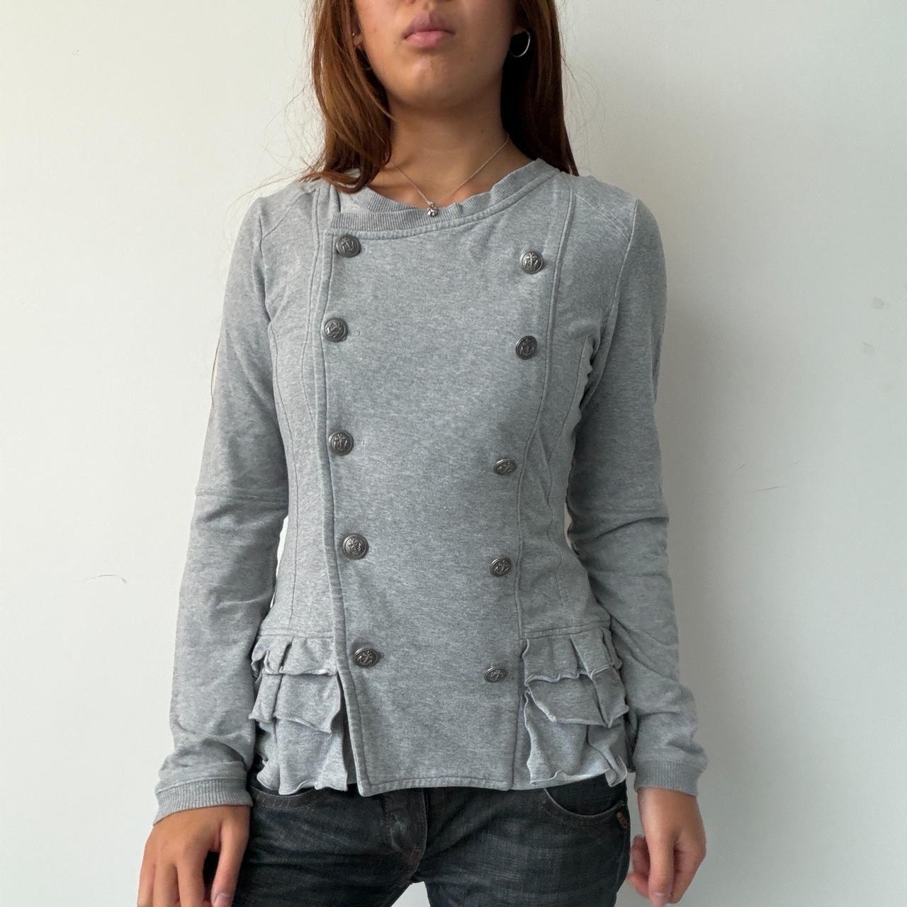 Vintage Grey Double Breasted Jumper