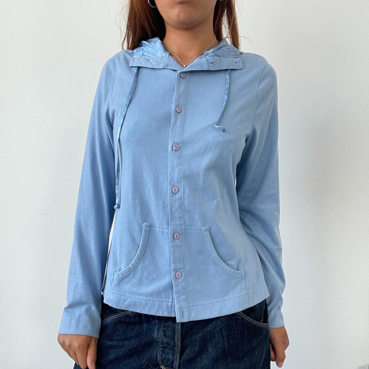 Vintage Blue Button Up Hoodie