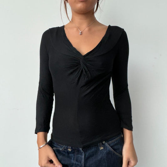 Vintage Black Gathered Top
