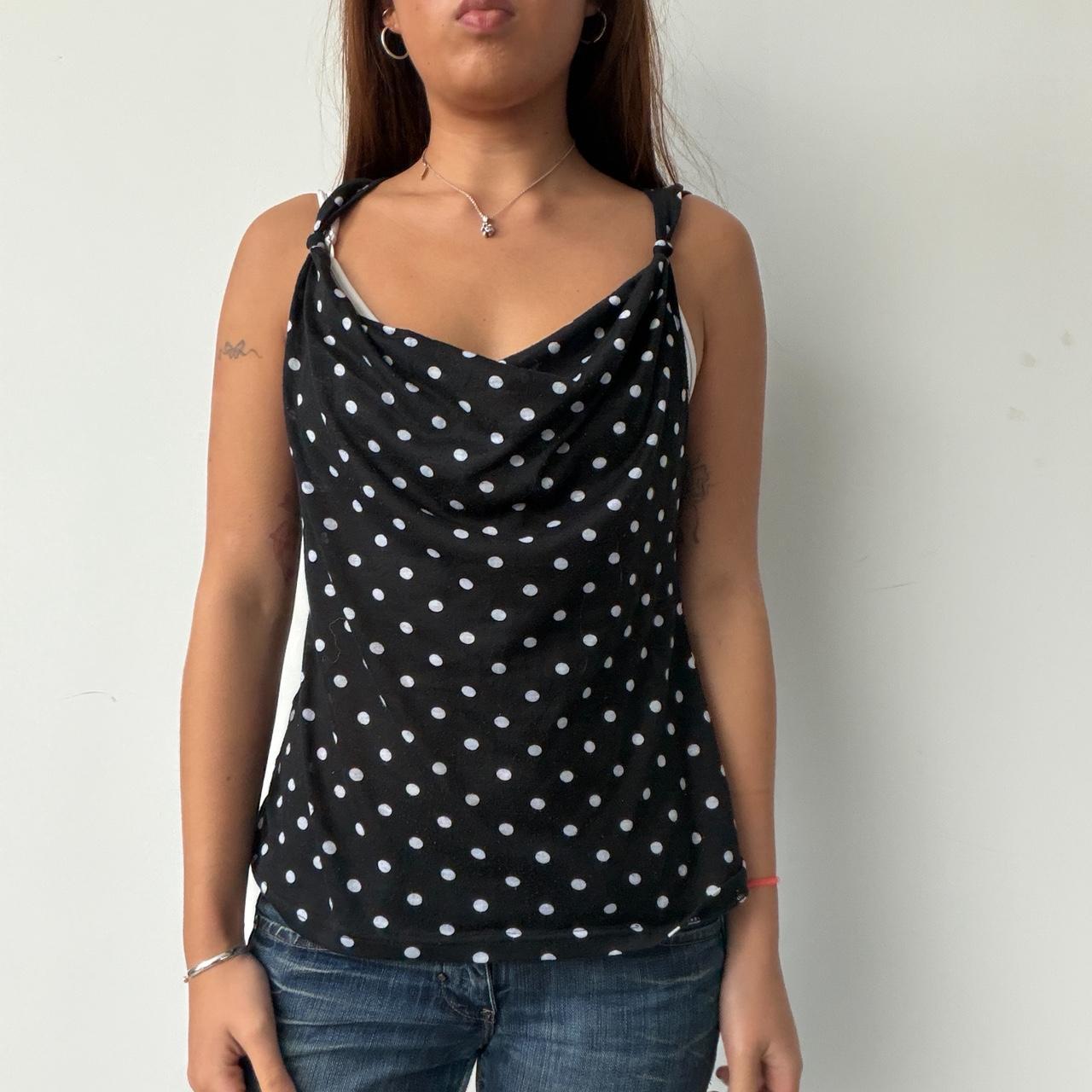 Vintage Polka Dot Cowl Neck Top