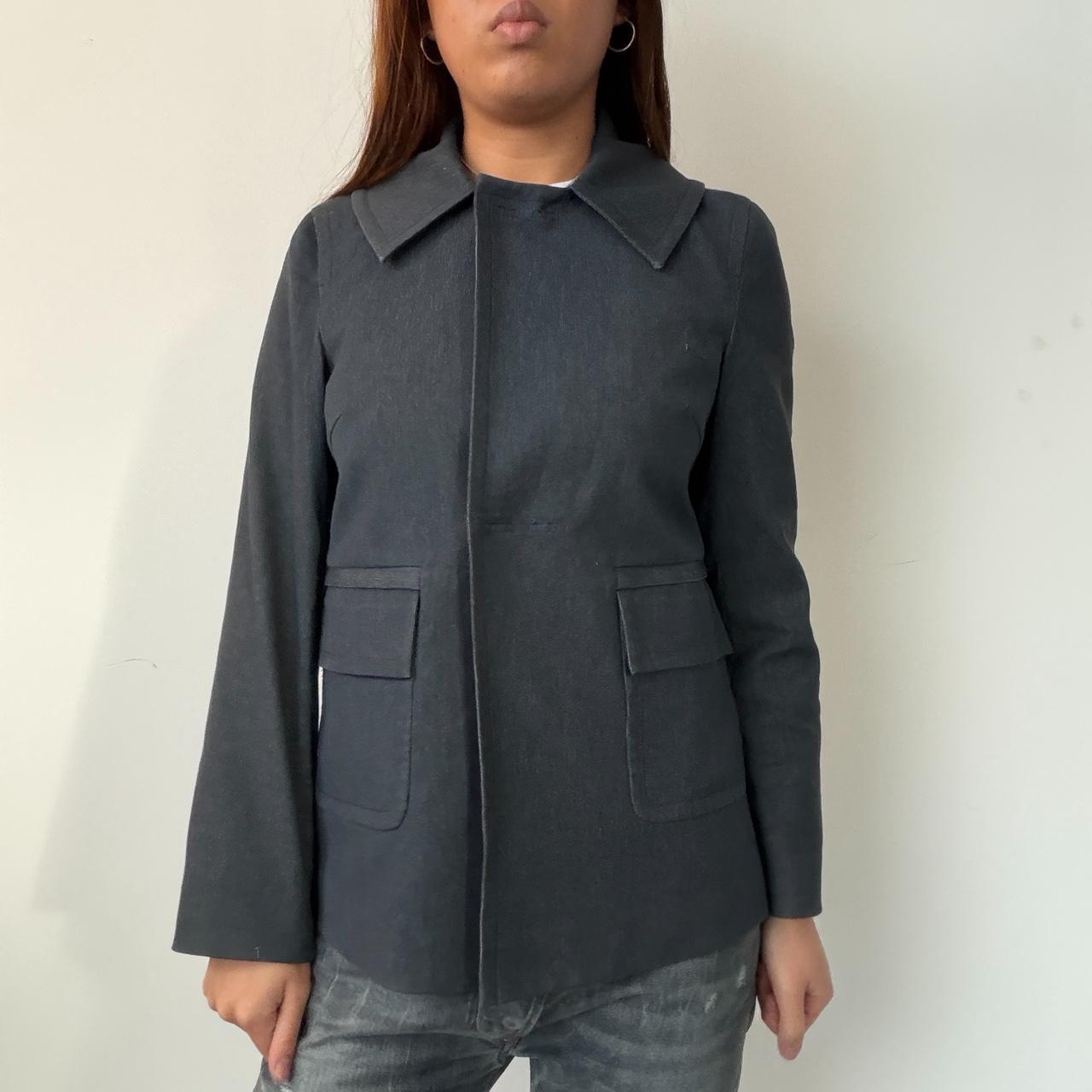 Vintage Collared Dark Grey Blue Coat