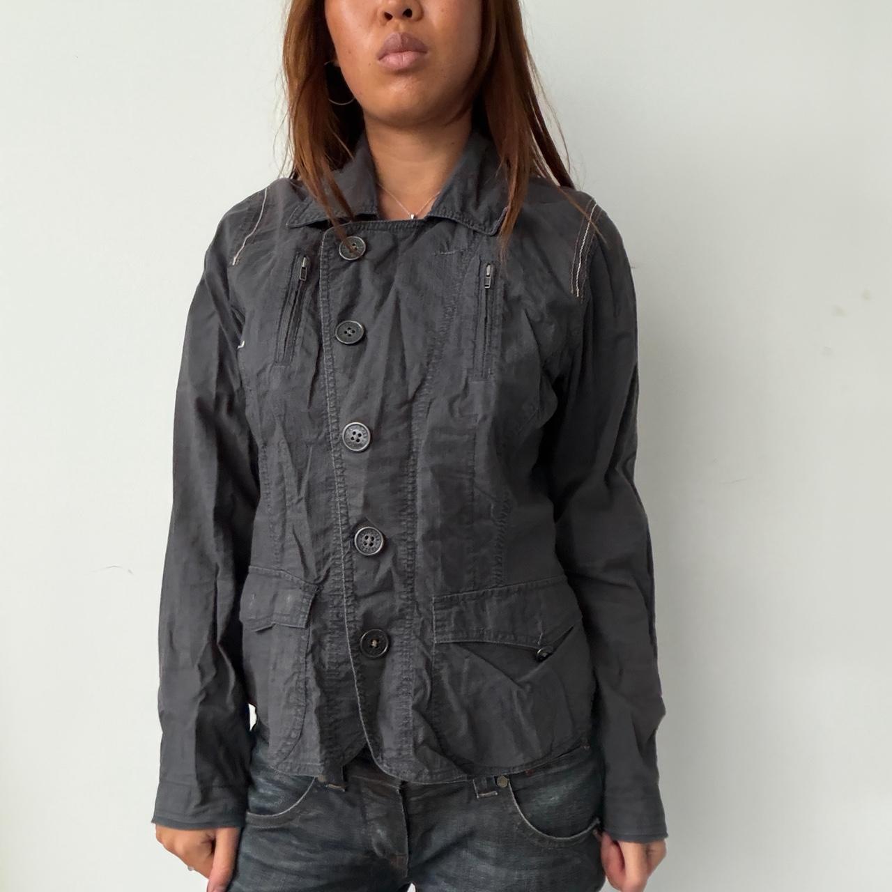 Vintage Black Button Up Utility Jacket