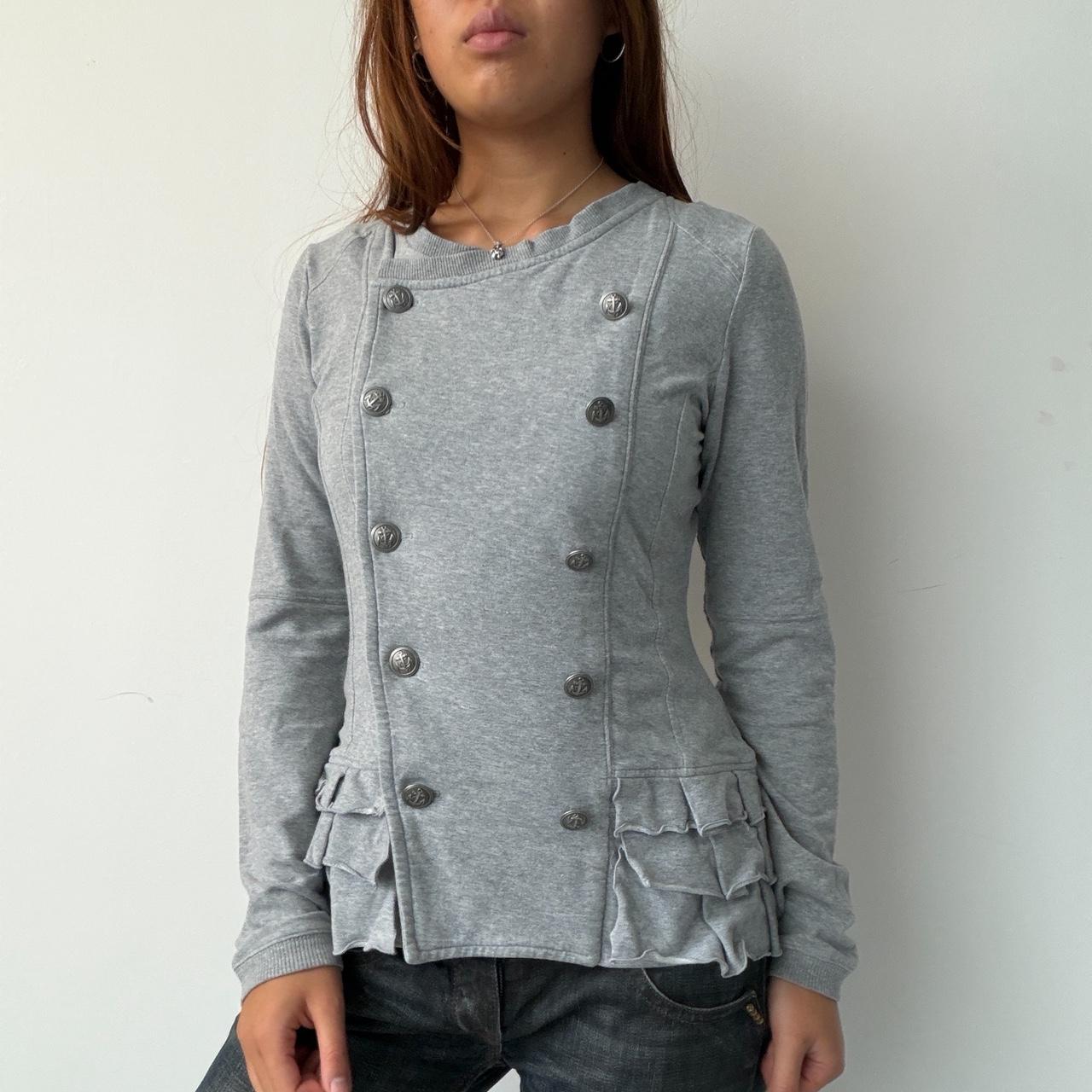 Vintage Grey Double Breasted Jumper