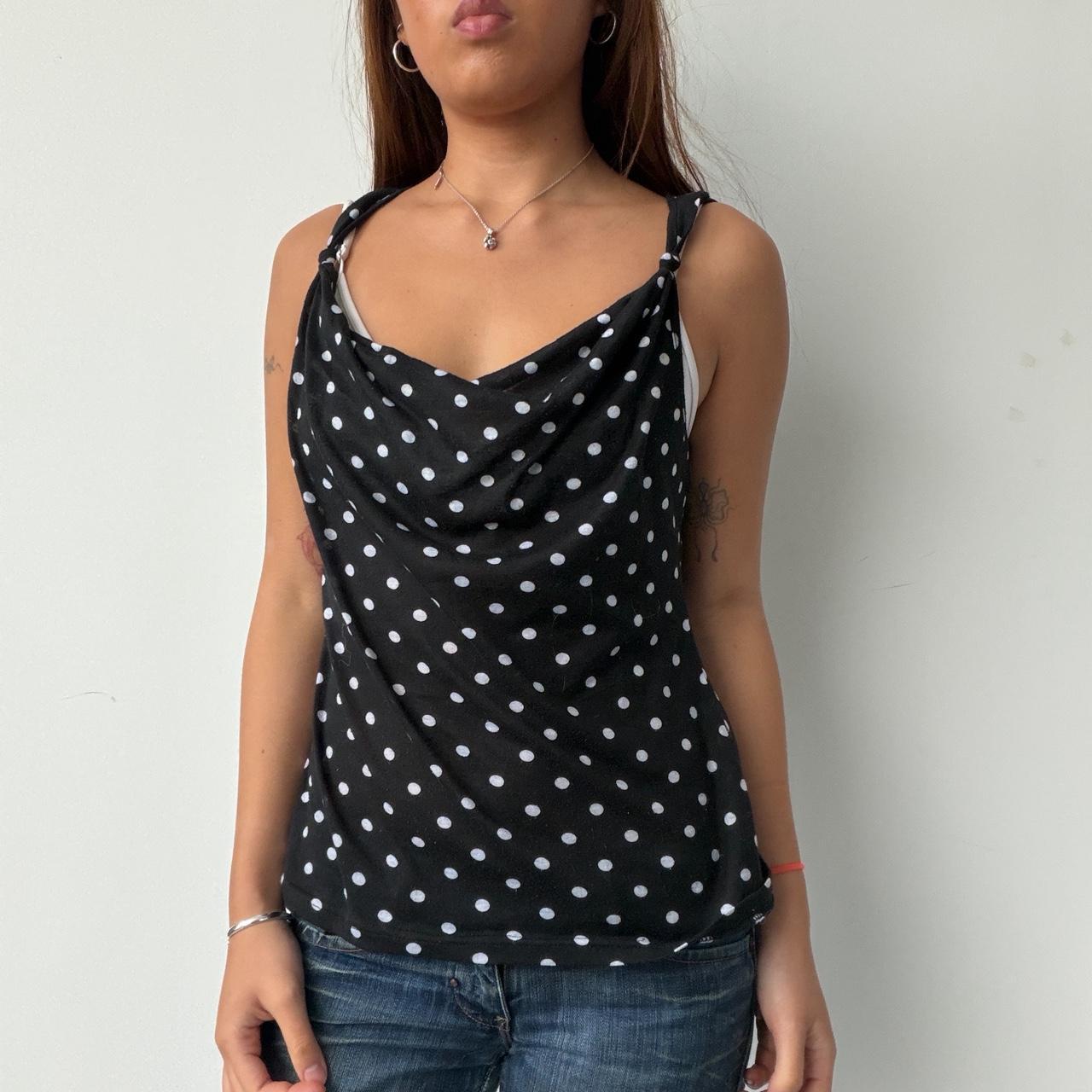 Vintage Polka Dot Cowl Neck Top
