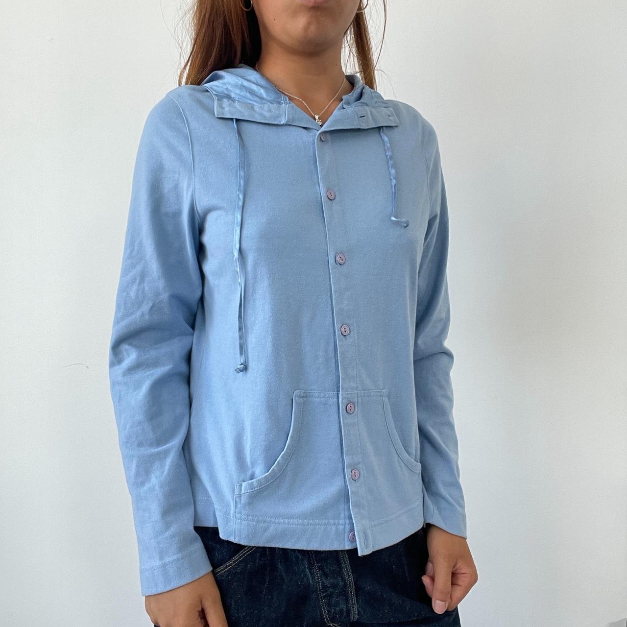 Vintage Blue Button Up Hoodie
