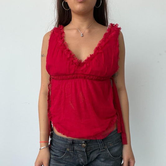 Vintage Red Frill Top