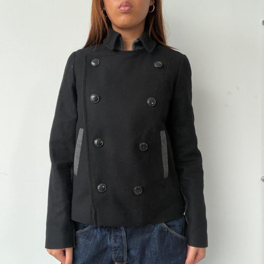 Vintage Black Wool Peacoat