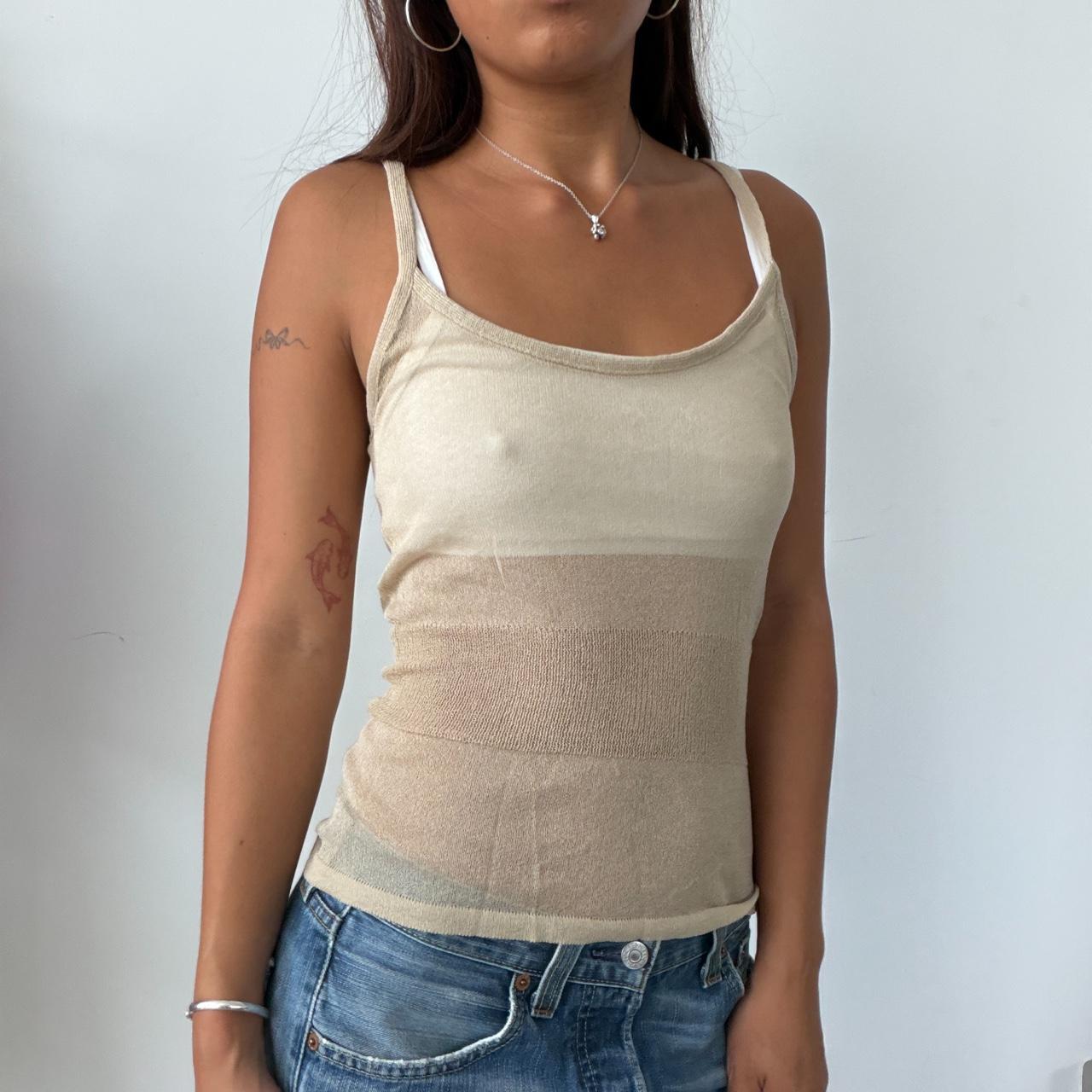 Vintage Beige Sheer Top