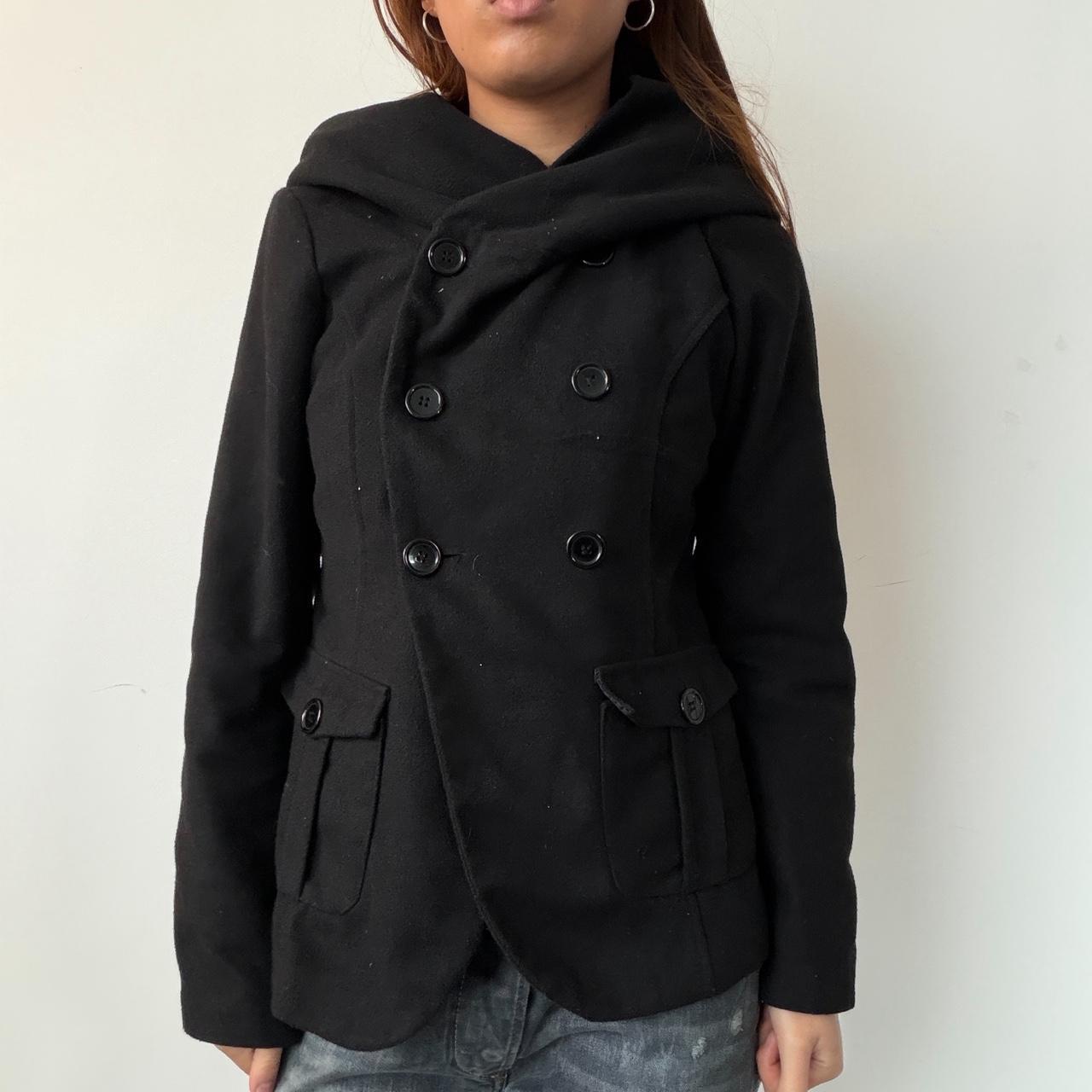Vintage Black Hooded Coat