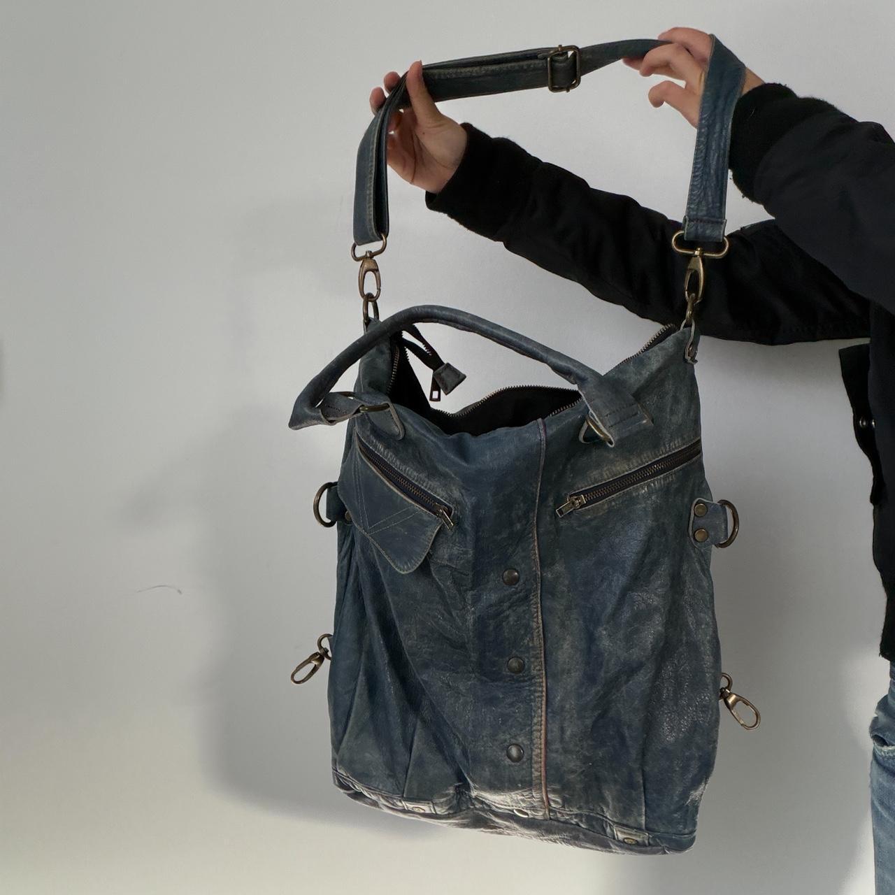 Blue Leather Shoulder Bag