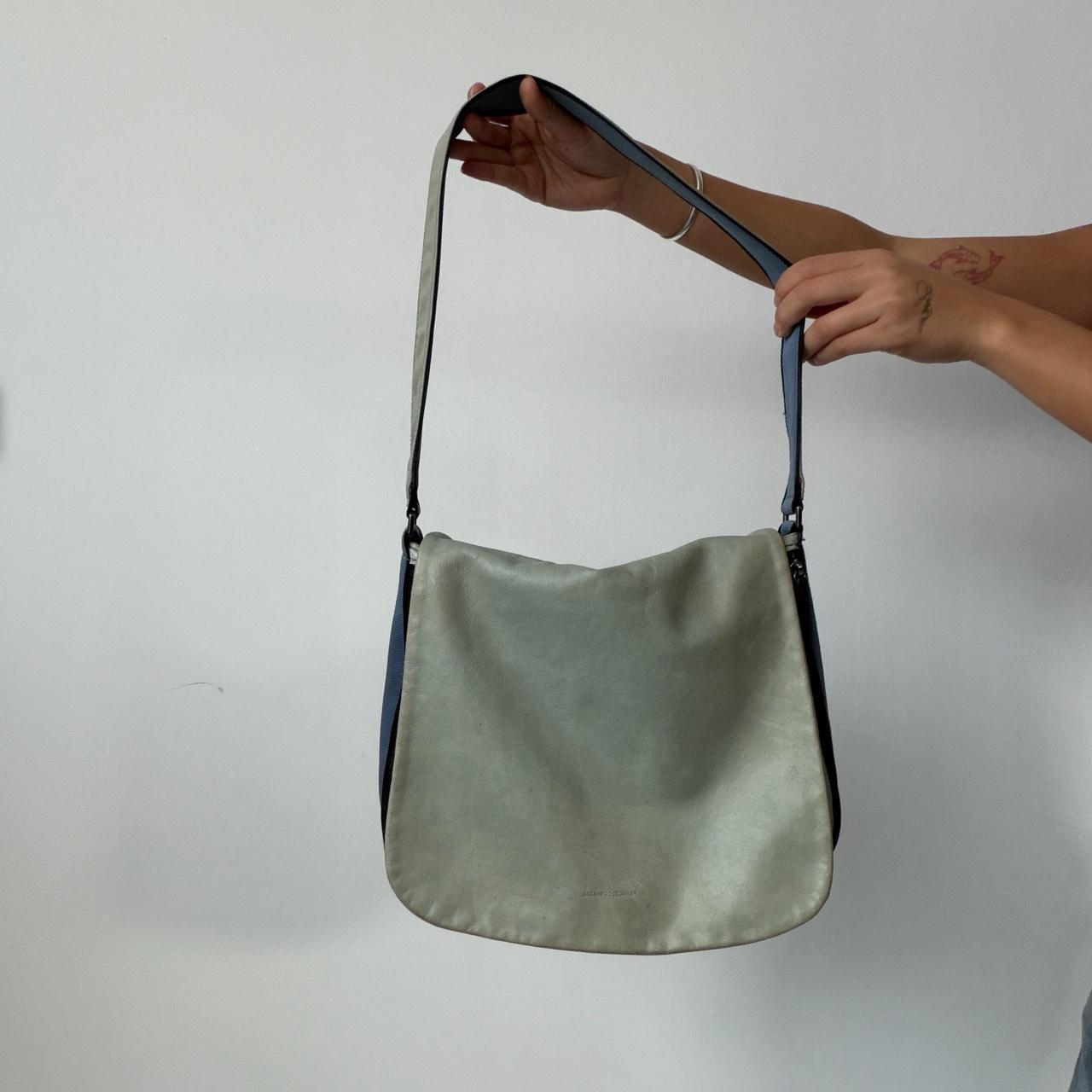 Vintage Blue Italian Leather Shoulder Bag