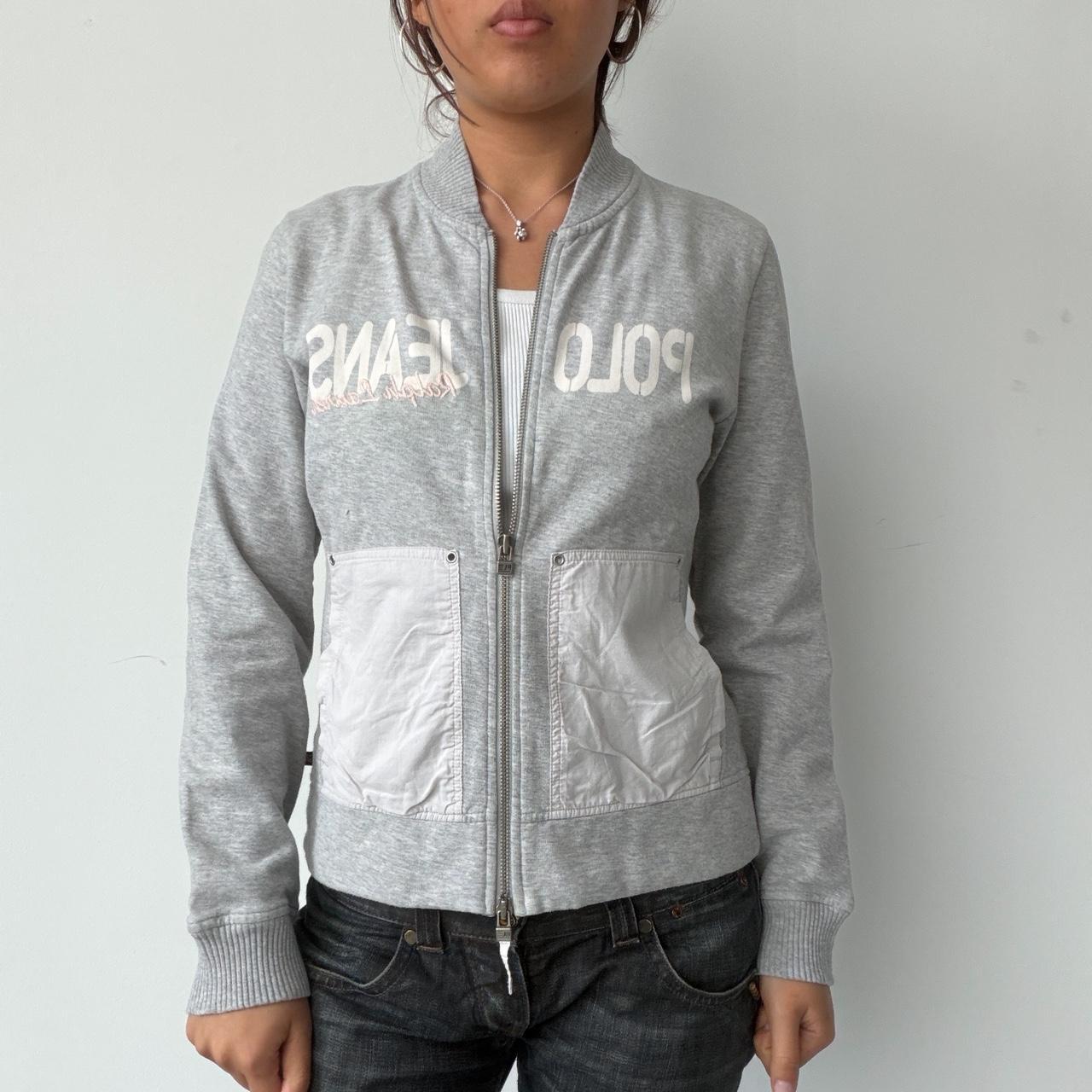 Vintage Grey Zip Up Polo