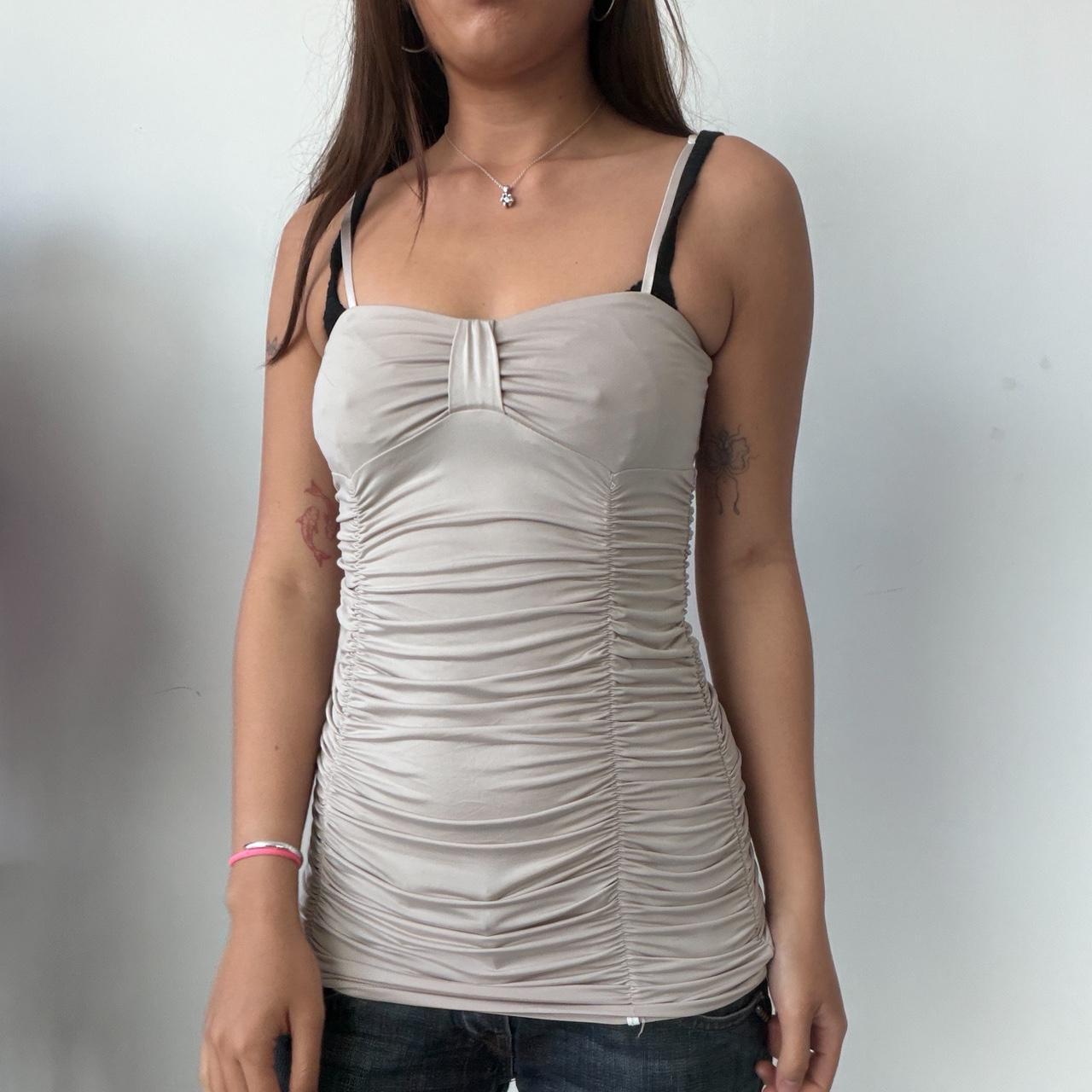 Vintage Beige Ruched Top