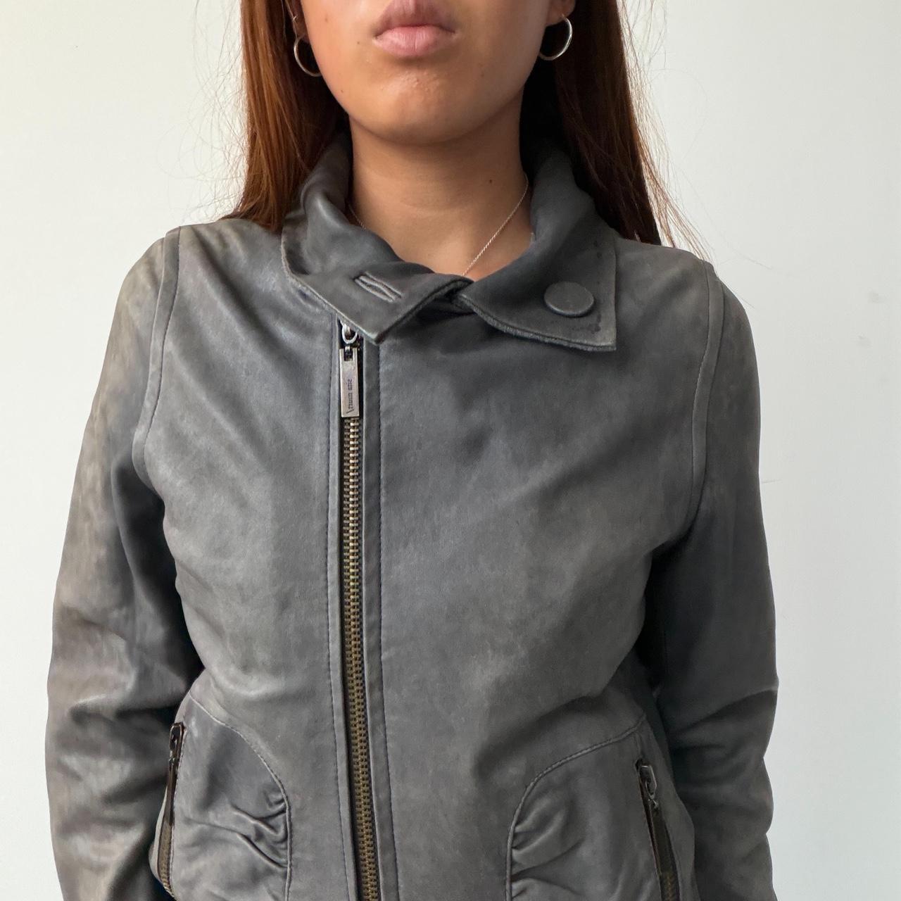 Vintage Grey Leather Jacket
