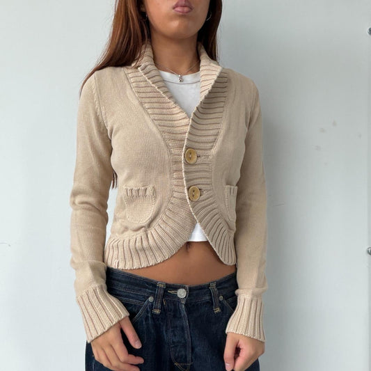 Vintage Beige Knit Cardigan