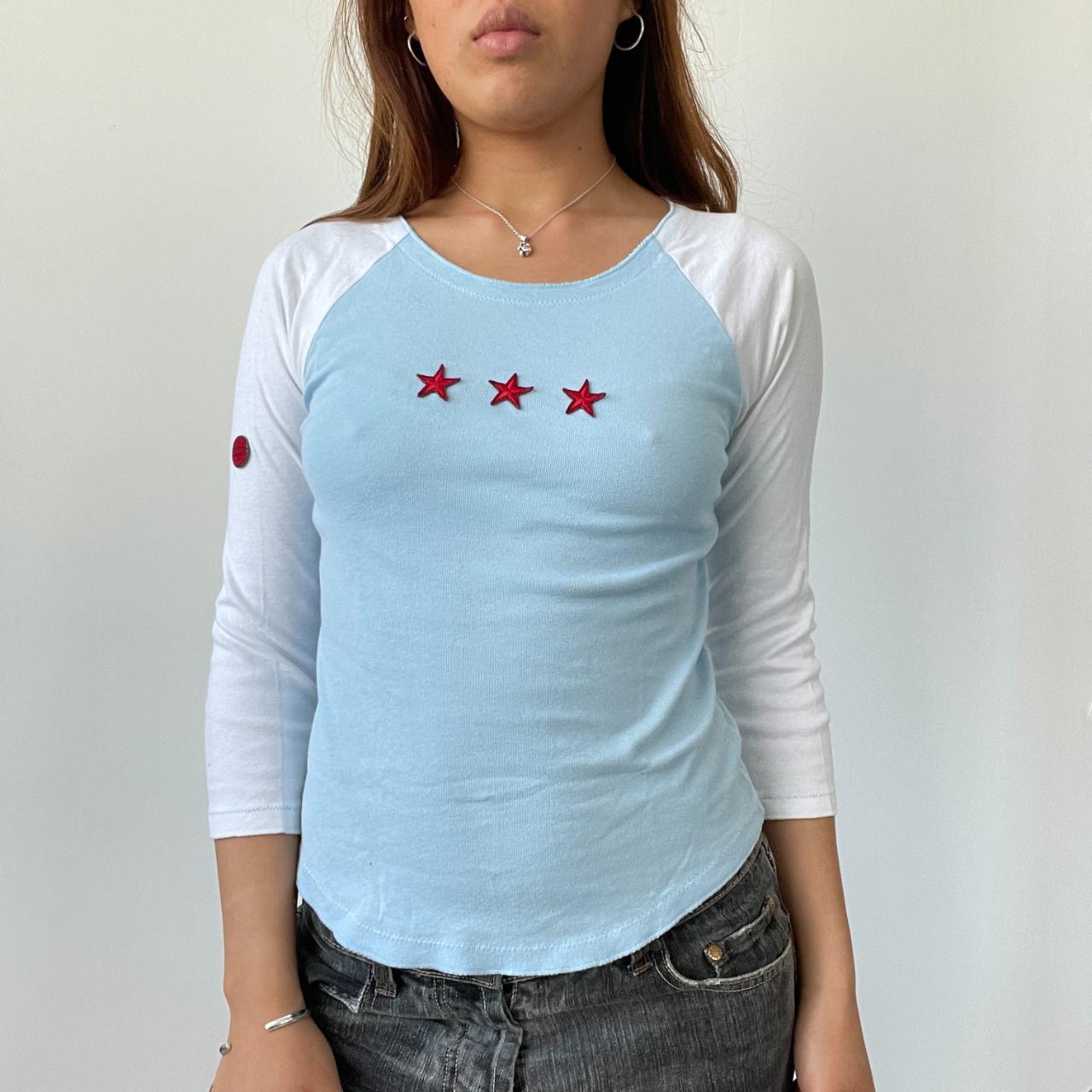 Blue/White Sporty Contrast Top