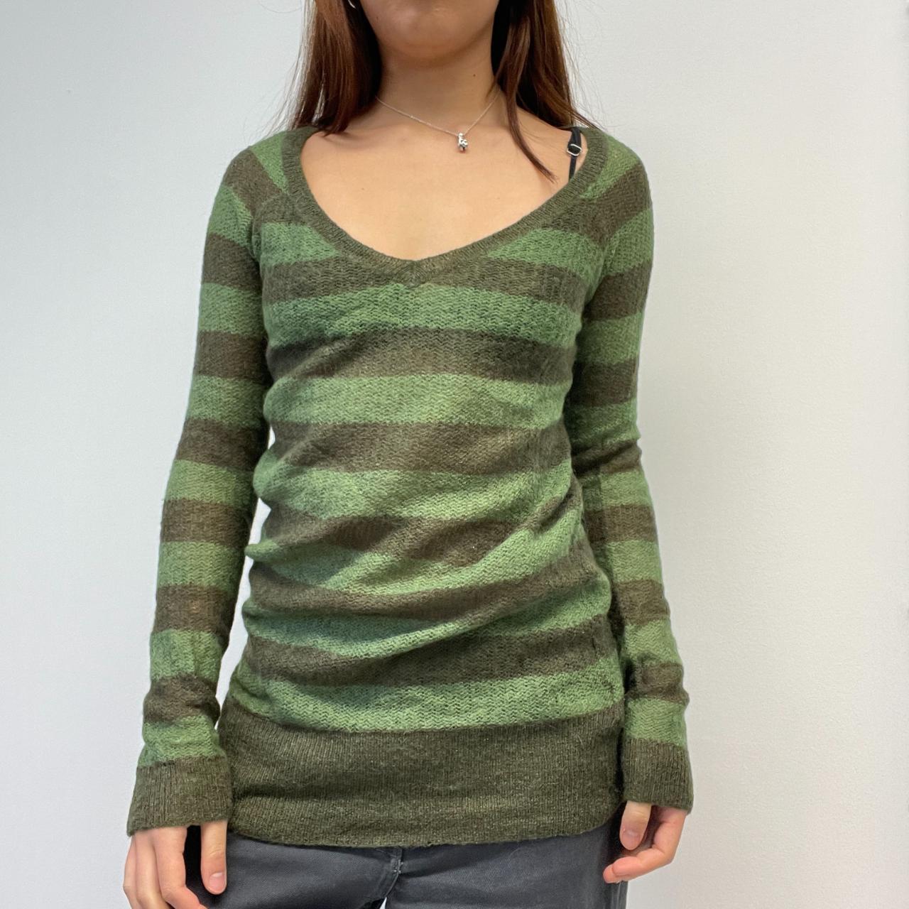 Khaki Stripy Knit Jumper