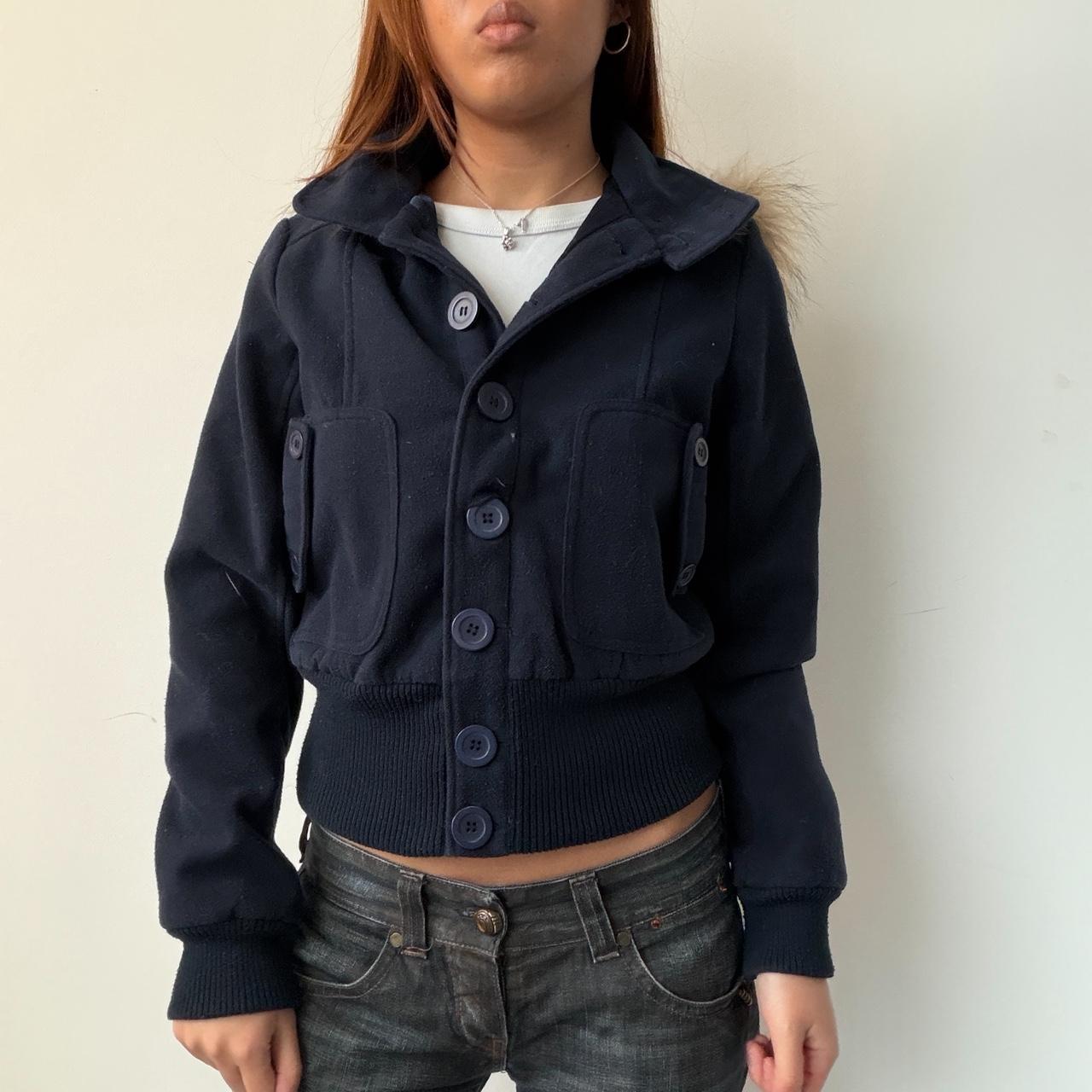 Vintage Navy Wool Button up Jacket
