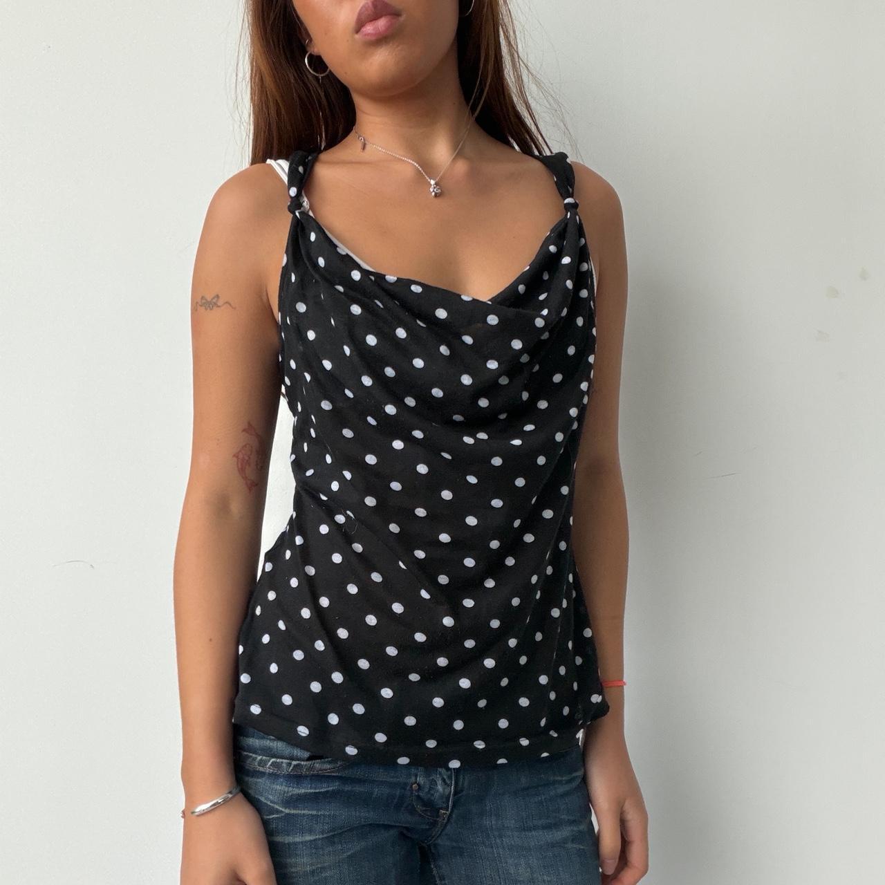 Vintage Polka Dot Cowl Neck Top