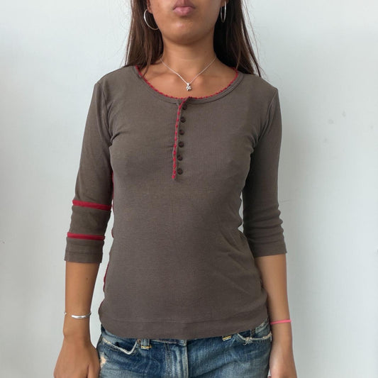 Vintage Brown and Red Cop Copine Top