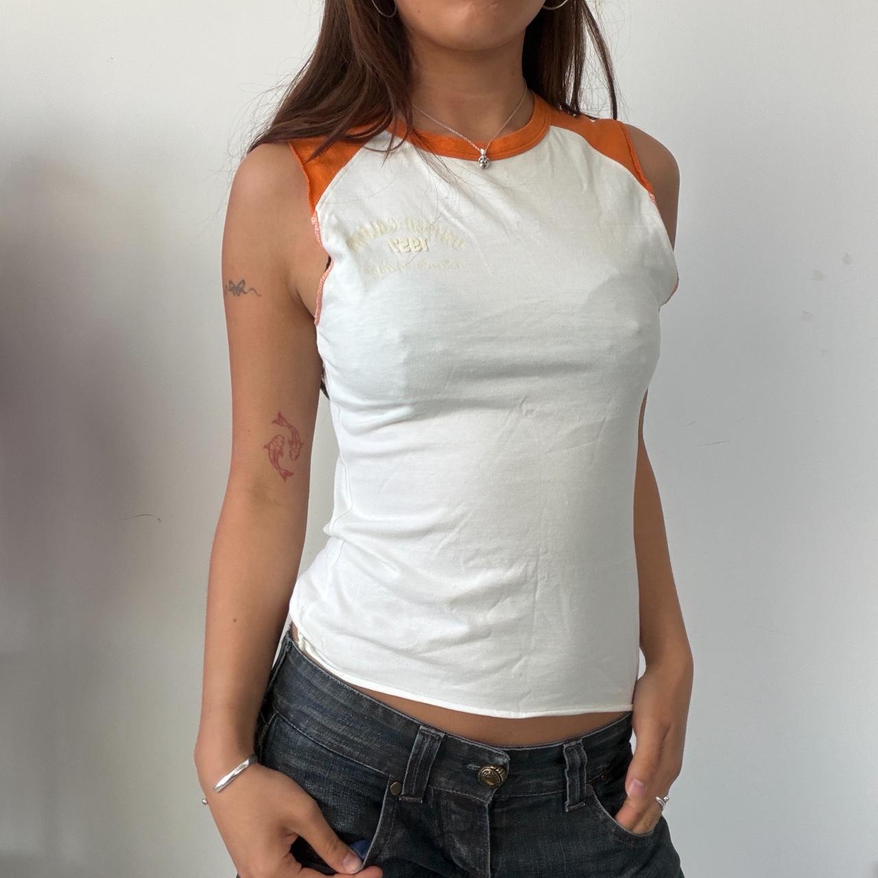 Vintage Orange and White Top