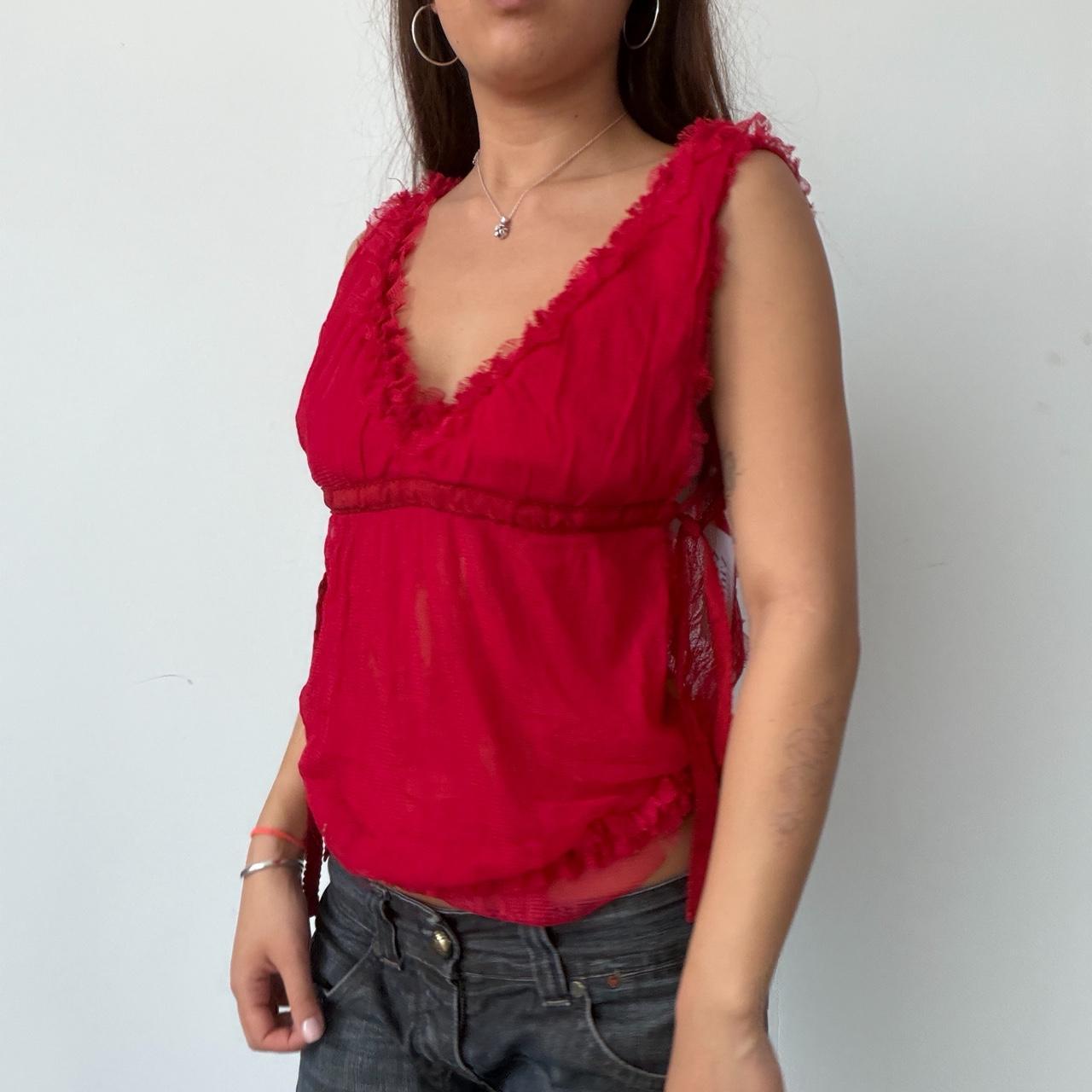 Vintage Red Frill Top