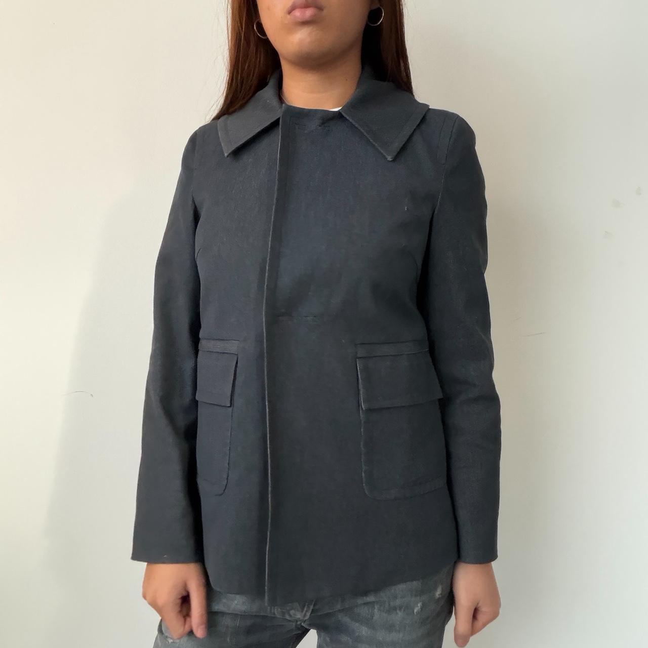 Vintage Collared Dark Grey Blue Coat