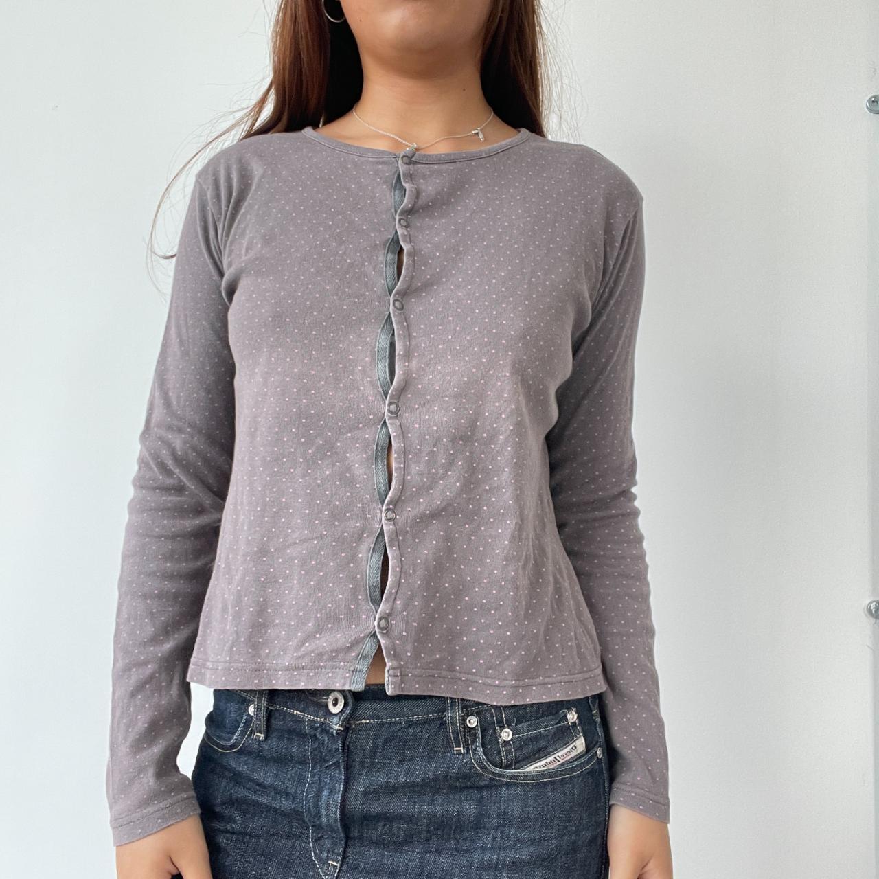 Purple Polka Dot Cardigan Top
