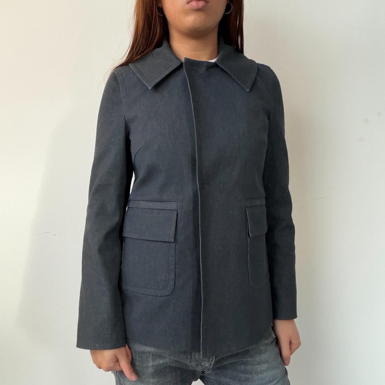Vintage Collared Dark Grey Blue Coat