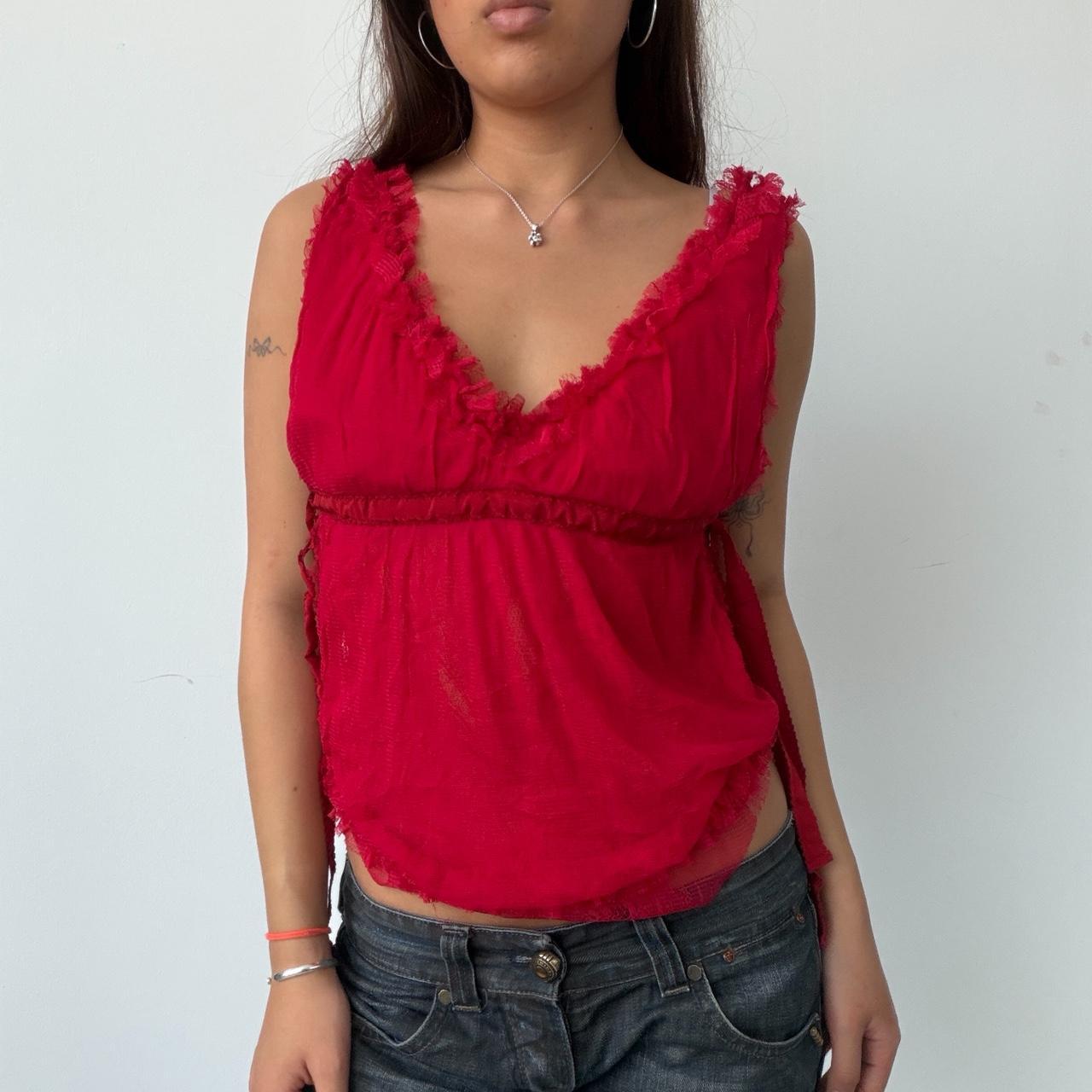 Vintage Red Frill Top